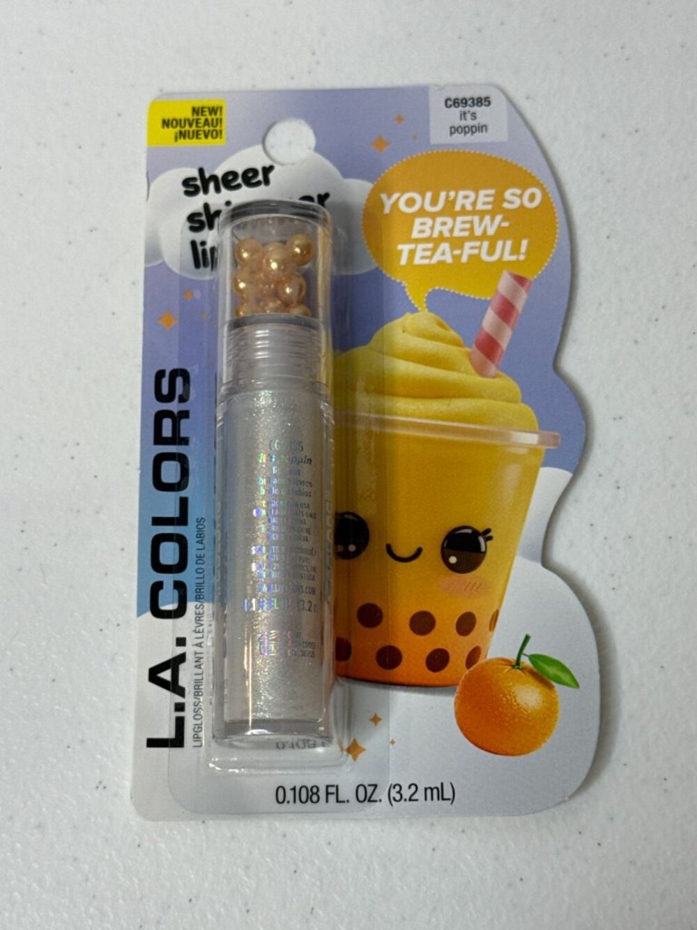 L.A. Colors Bubble Tea Shimmer Lip Gloss Its Poppin New